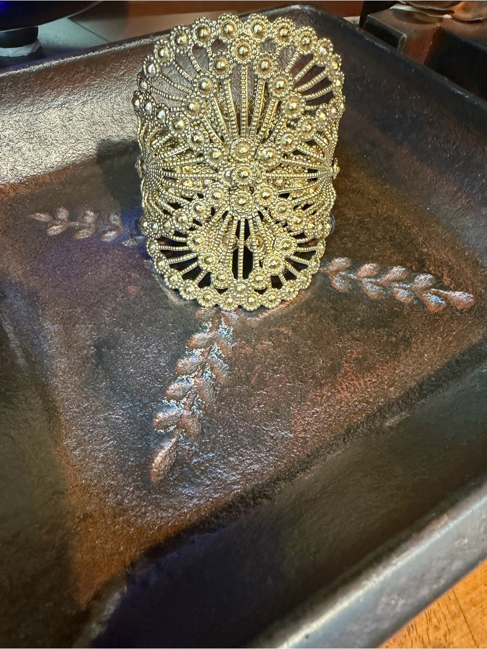 Virgins Saints & Angels Gold Filigree Statement Cuff